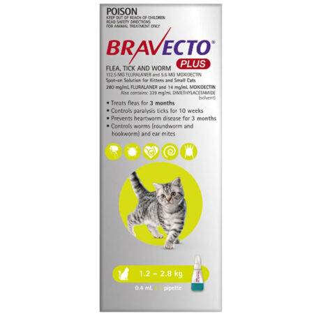 브라벡토 플러스 스몰 (Bravecto Plus for Small Cats) 고양이용 1.2-2.8 kg