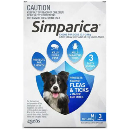 심파리카 진드기 및 벼룩약 (Simparica for Dogs) 10.1-20 kg