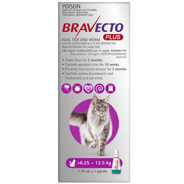 브라벡토 플러스 라지 (Bravecto Plus for Large Cats) 고양이용 6.25-12.5 kg